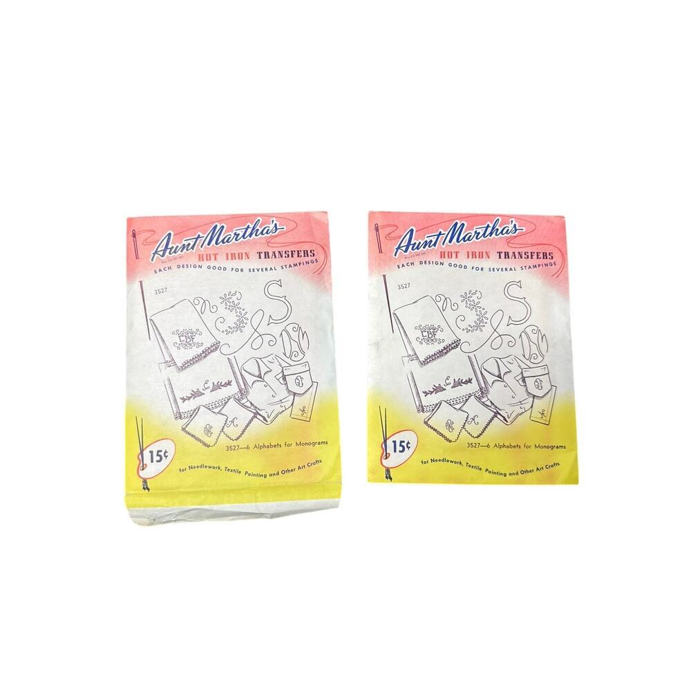 Aunt Martha’s Hot Iron Transfers 3527-6 Alphabet Monograms 1948–1952